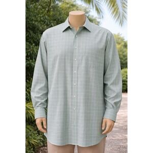 Stafford Big 19 34/35 Travel‎ Performance Shirt Plaid Wrinkle Resistant Dad Work
